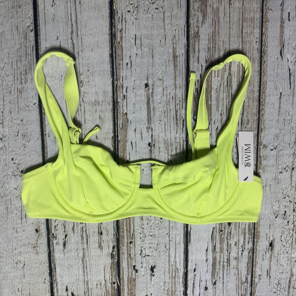 Victoria's Secret Swim Neon Yellow Wicked Underwire Strappy 34C Bikini Top NWT